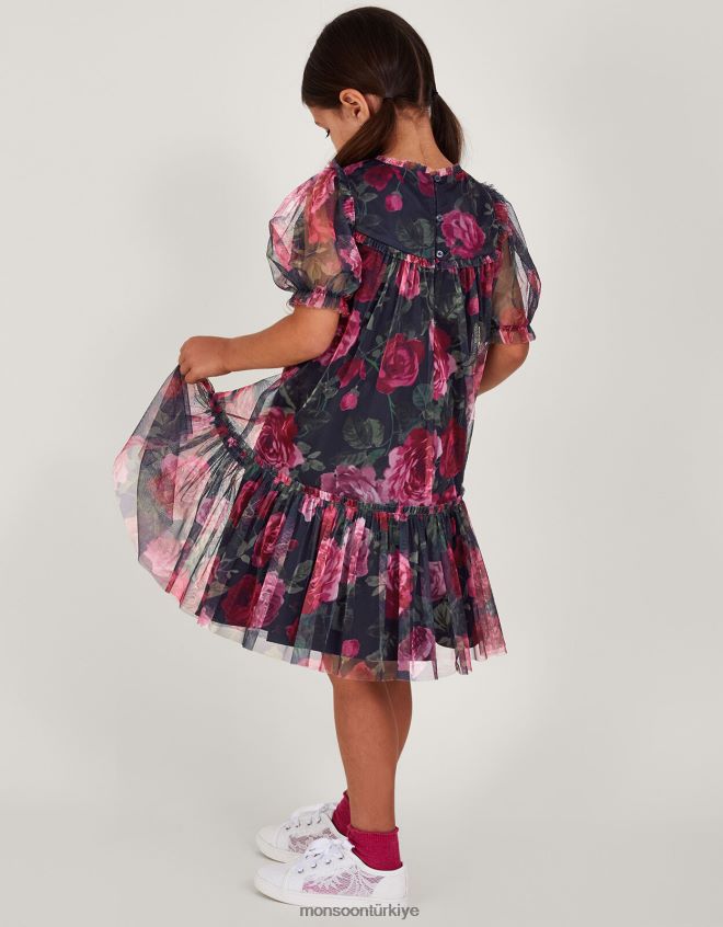Monsoon kız coco rose özel gün tunik elbise JH86BT1582 Giyim Mavi Donanma)