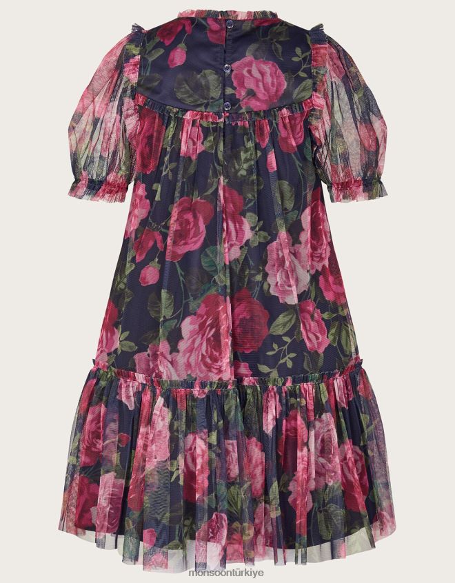 Monsoon kız coco rose özel gün tunik elbise JH86BT1582 Giyim Mavi Donanma)