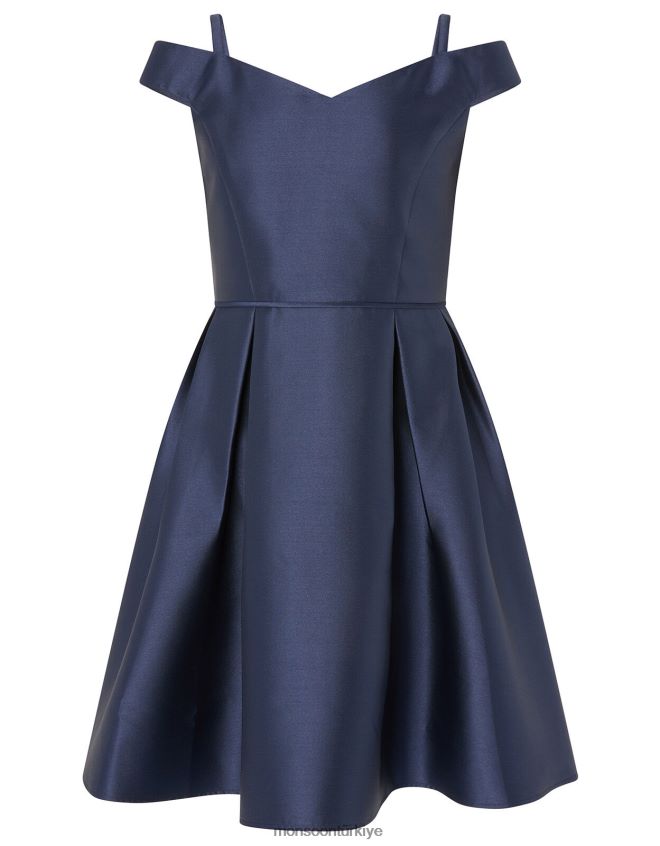 Monsoon kız düşes dimi bardot balo elbisesi JH86BT2033 Giyim Mavi Donanma)