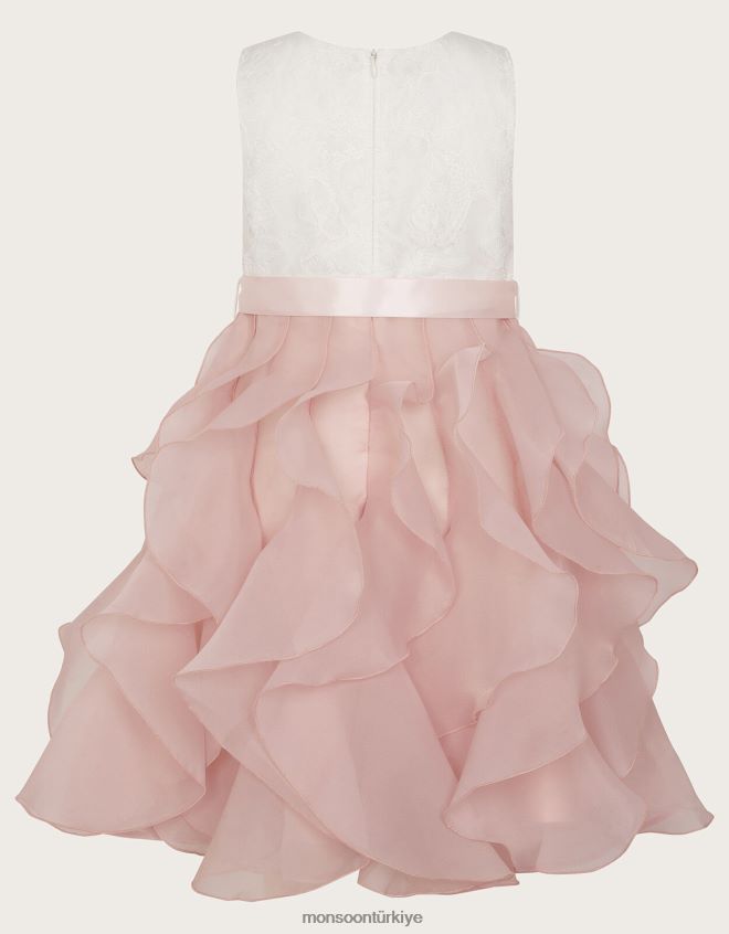Monsoon kız dantel elbiseyi fırfırlayabilir JH86BT2022 Giyim pembe
