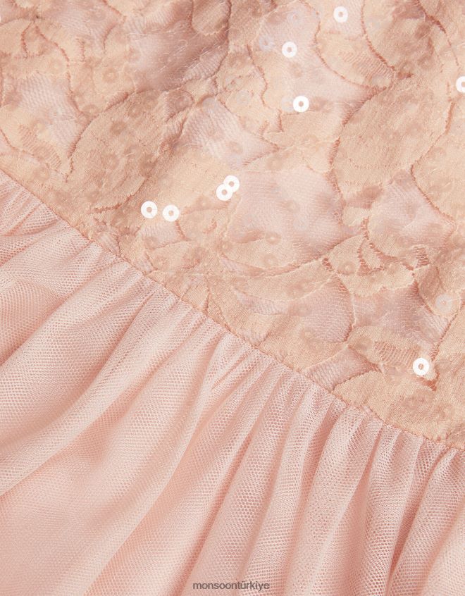 Monsoon kız dantelli pullu hakikat maxi elbise JH86BT2027 Giyim pembe