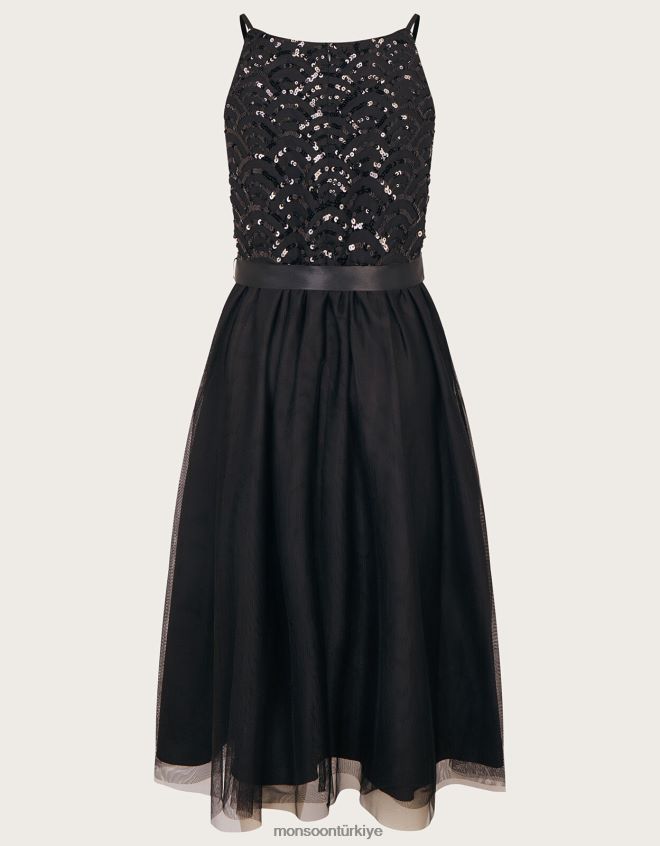 Monsoon kız deco payet gerçeği balo elbisesi JH86BT1662 Giyim siyah