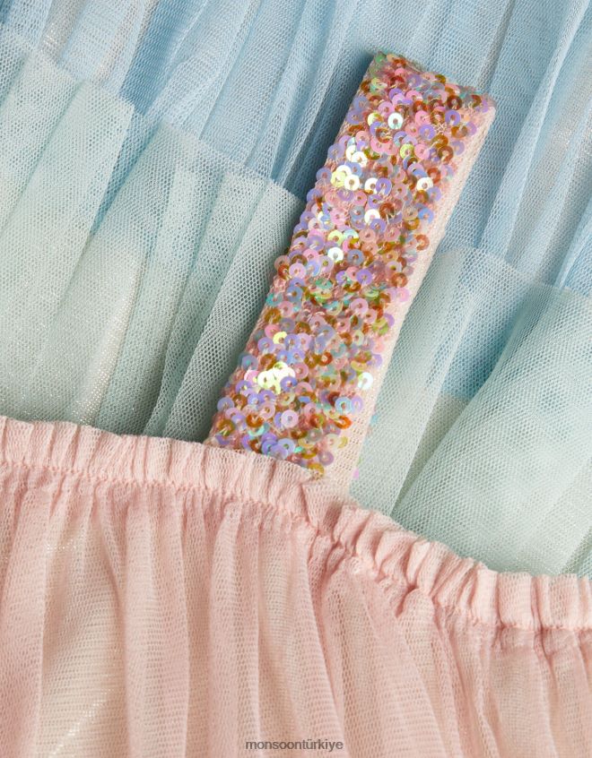 Monsoon kız disco tek omuz blok renkli elbise JH86BT1994 Giyim çok