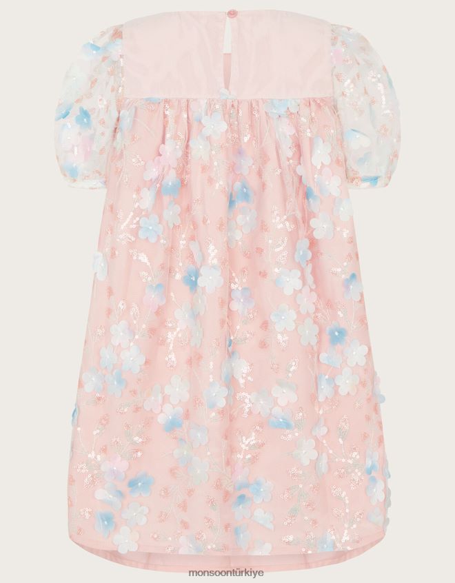 Monsoon kız disko çiçeği trapez elbise JH86BT1776 Giyim pembe (soluk pembe)