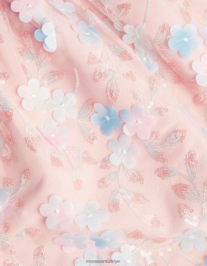 Monsoon kız disko çiçeği trapez elbise JH86BT1776 Giyim pembe (soluk pembe)