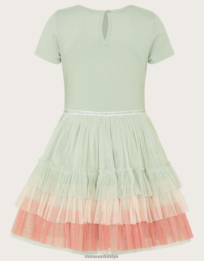 Monsoon kız disko çiçek elbise JH86BT1590 Giyim yeşil (adaçayı)