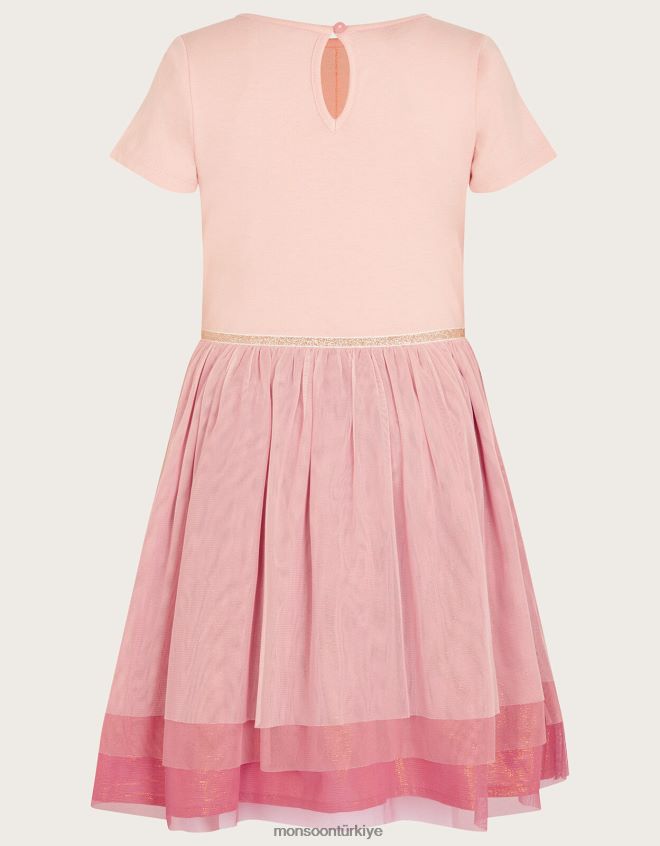 Monsoon kız disko kelebek yüksek alçak elbise JH86BT1803 Giyim çıplak