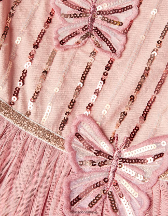 Monsoon kız disko kelebek yüksek alçak elbise JH86BT1803 Giyim çıplak