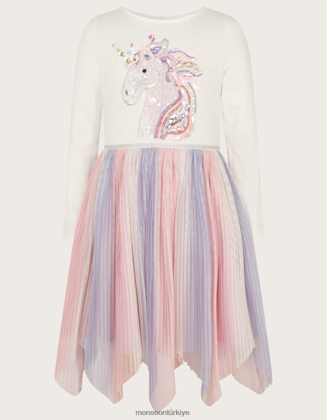 Monsoon kız disko tek boynuzlu at plise ombre elbise JH86BT1583 Giyim mor (leylak)