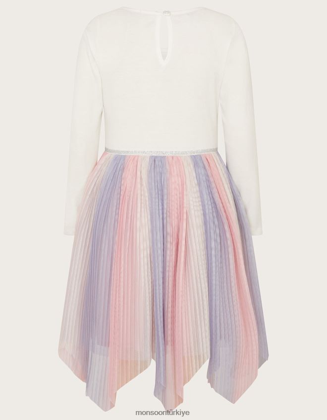 Monsoon kız disko tek boynuzlu at plise ombre elbise JH86BT1583 Giyim mor (leylak)
