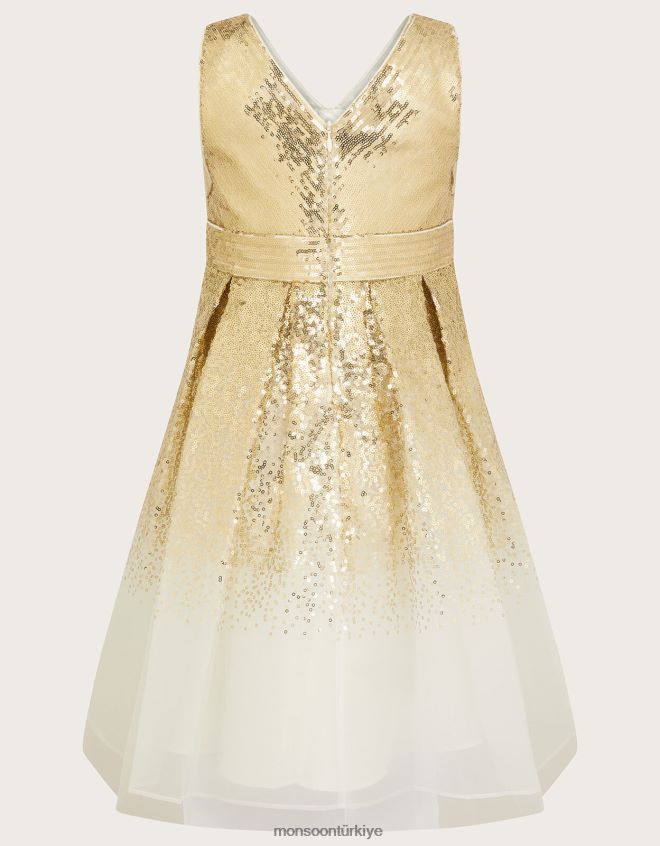 Monsoon kız elle pullu parti elbisesi JH86BT1752 Giyim altın