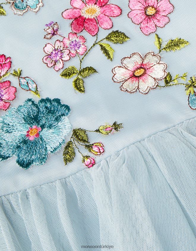 Monsoon kız emzy işlemeli pelerin kollu elbise JH86BT1975 Giyim yeşil