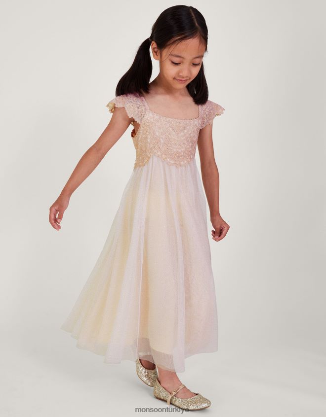 Monsoon kız estella işlemeli elbise JH86BT1579 Giyim pembe