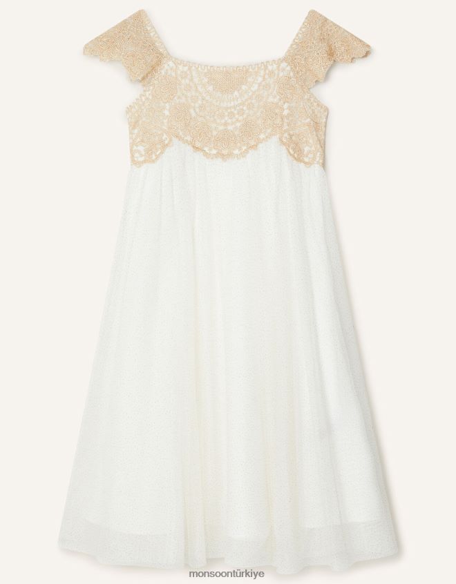 Monsoon kız estella işlemeli elbise JH86BT1961 Giyim altın