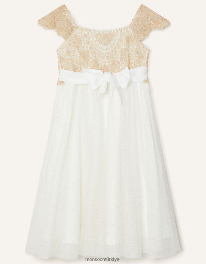 Monsoon kız estella işlemeli elbise JH86BT1961 Giyim altın