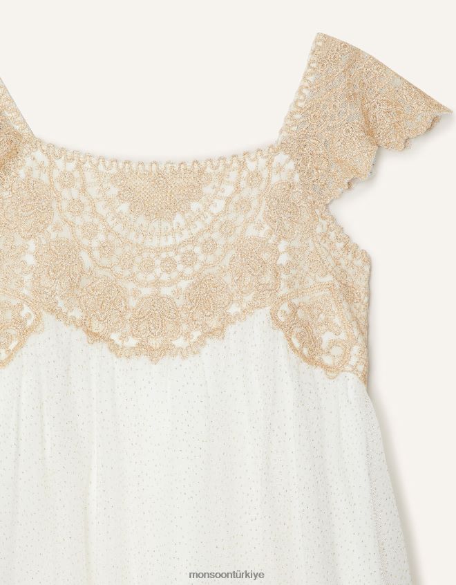 Monsoon kız estella işlemeli elbise JH86BT1961 Giyim altın
