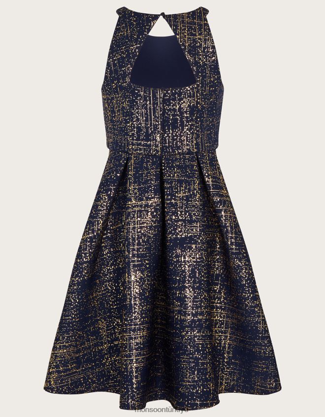 Monsoon kız folyo baskı tüplü balo elbisesi JH86BT1678 Giyim Mavi Donanma)