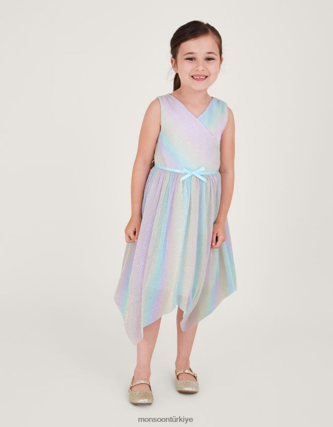 Monsoon kız gökkuşağı plisse anvelop elbise JH86BT1664 Giyim çok