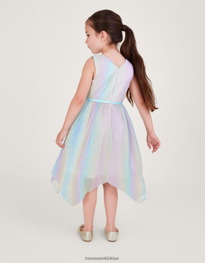 Monsoon kız gökkuşağı plisse anvelop elbise JH86BT1664 Giyim çok