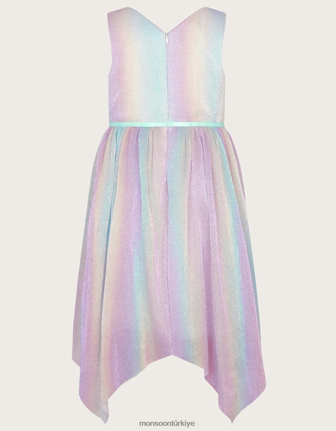 Monsoon kız gökkuşağı plisse anvelop elbise JH86BT1664 Giyim çok