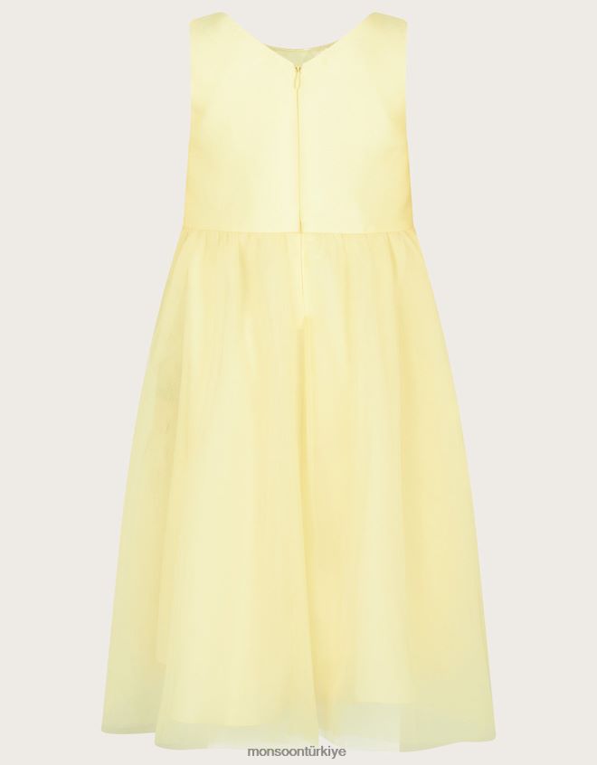 Monsoon kız gül işlemeli elbise JH86BT1800 Giyim sarı (limon)