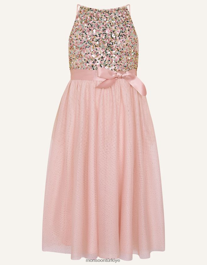 Monsoon kız hakikat disko pullu elbise JH86BT1954 Giyim pembe