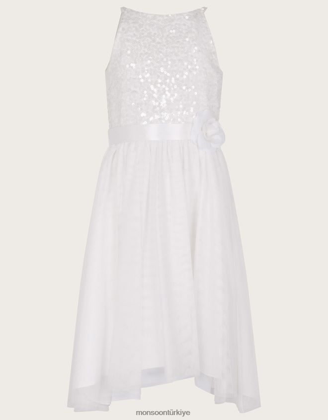 Monsoon kız hakikat pullu nedime elbisesi JH86BT1587 Giyim fildişi