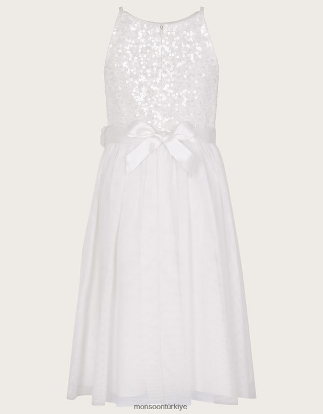 Monsoon kız hakikat pullu nedime elbisesi JH86BT1587 Giyim fildişi