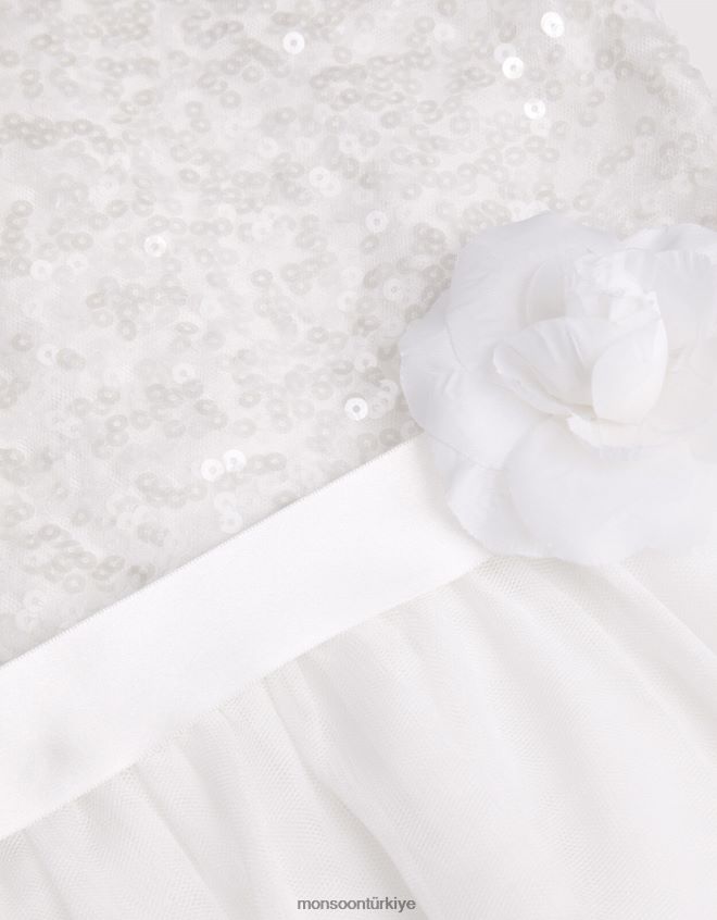 Monsoon kız hakikat pullu nedime elbisesi JH86BT1587 Giyim fildişi