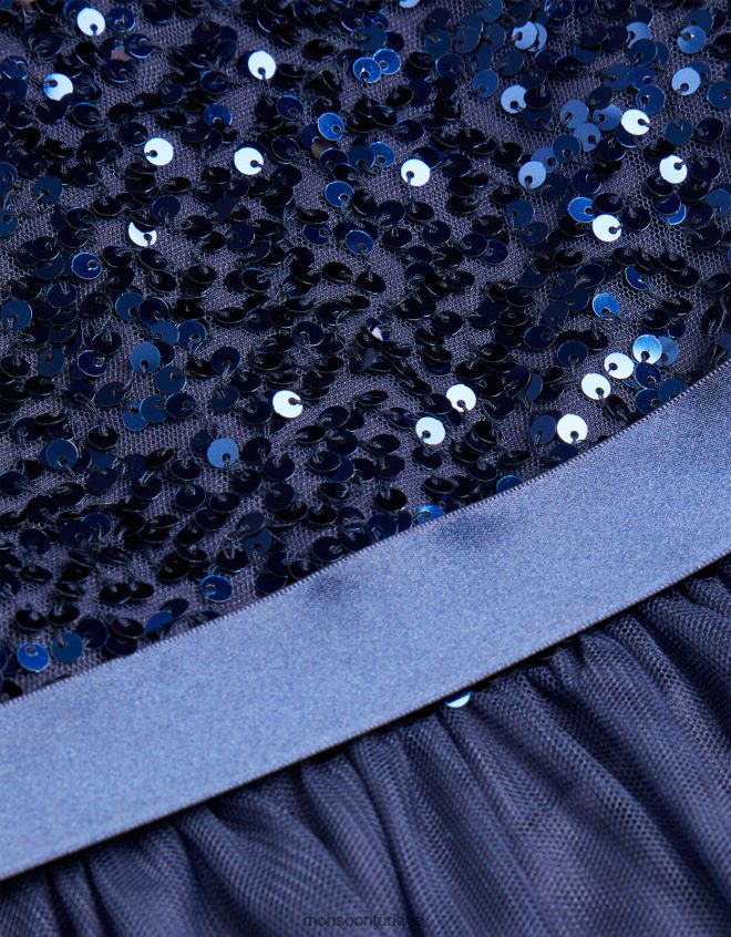 Monsoon kız hakikat pullu özel gün elbisesi JH86BT1694 Giyim Mavi Donanma)