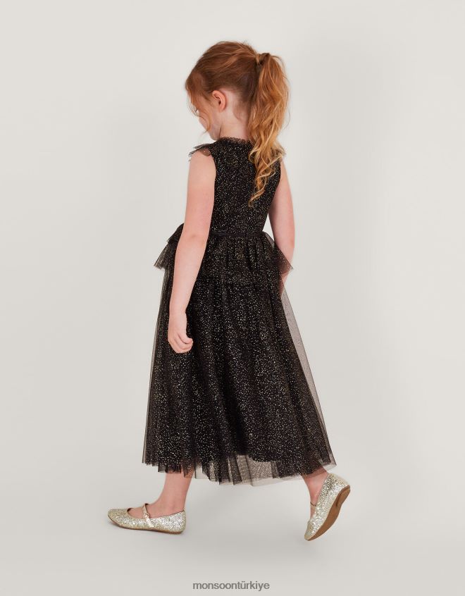 Monsoon kız harikalar diyarı alexandra fırfırlı maxi elbise JH86BT1686 Giyim siyah
