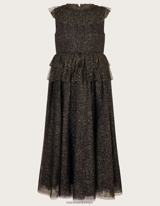 Monsoon kız harikalar diyarı alexandra fırfırlı maxi elbise JH86BT1686 Giyim siyah