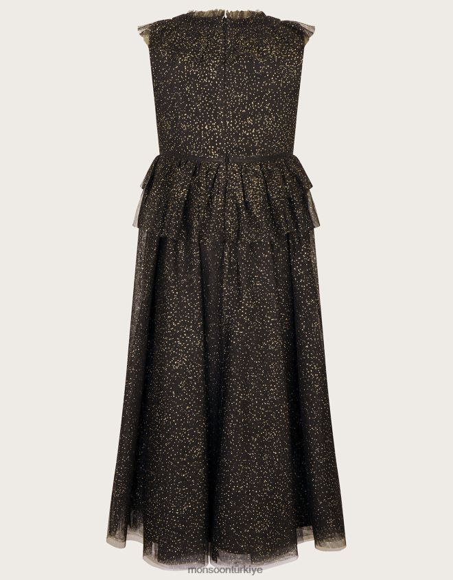 Monsoon kız harikalar diyarı alexandra fırfırlı maxi elbise JH86BT1686 Giyim siyah