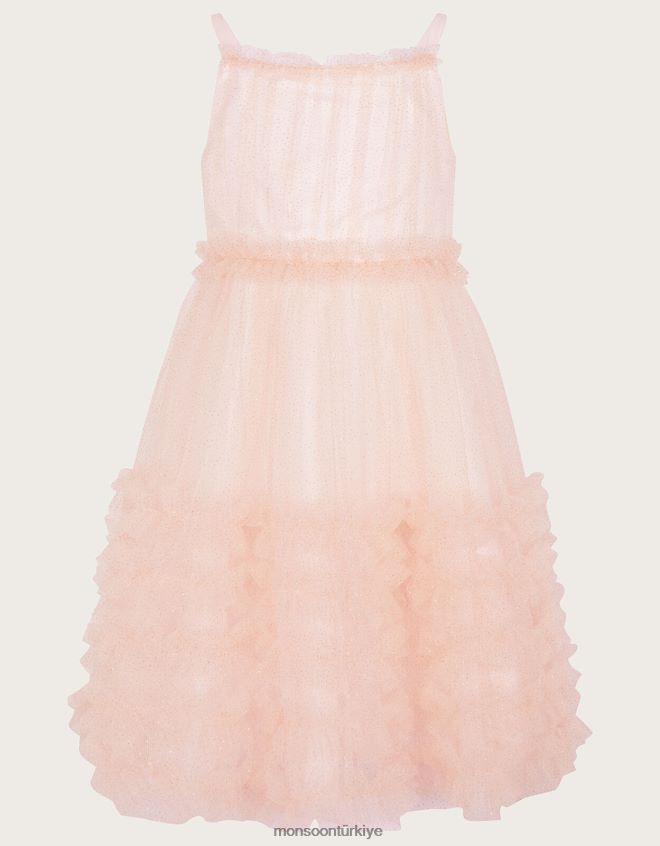 Monsoon kız harikalar diyarı fırfırlı ışıltılı elbise JH86BT1849 Giyim pembe (soluk pembe)