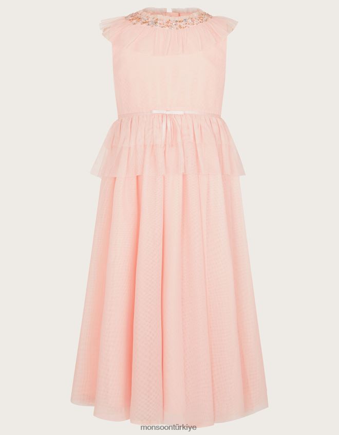 Monsoon kız harikalar diyarı fırfırlı maxi elbise JH86BT1967 Giyim pembe (soluk pembe)