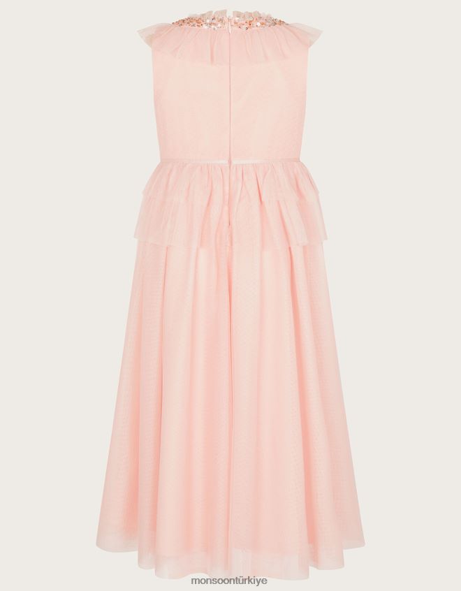 Monsoon kız harikalar diyarı fırfırlı maxi elbise JH86BT1967 Giyim pembe (soluk pembe)