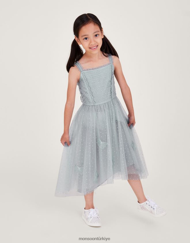 Monsoon kız harikalar diyarı kelebek kanatları parıltılı elbise JH86BT1869 Giyim gri
