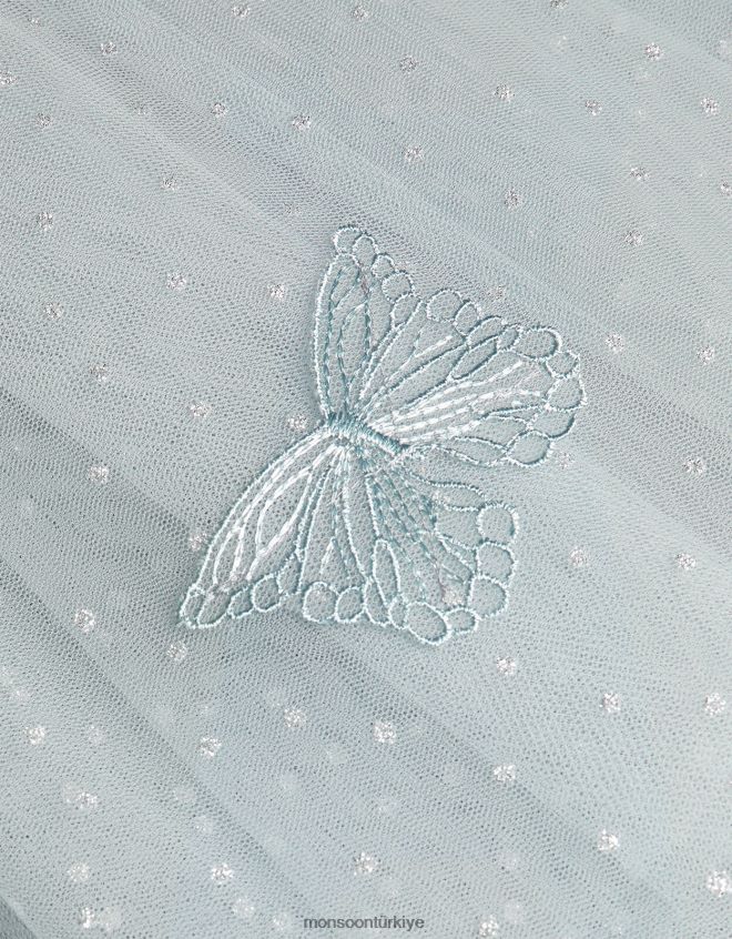 Monsoon kız harikalar diyarı kelebek kanatları parıltılı elbise JH86BT1869 Giyim gri