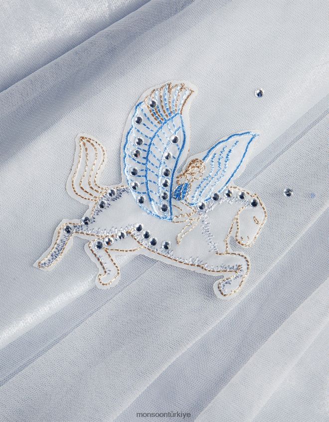 Monsoon kız harikalar diyarı pegasus diamante ışıltılı elbise JH86BT1867 Giyim gri