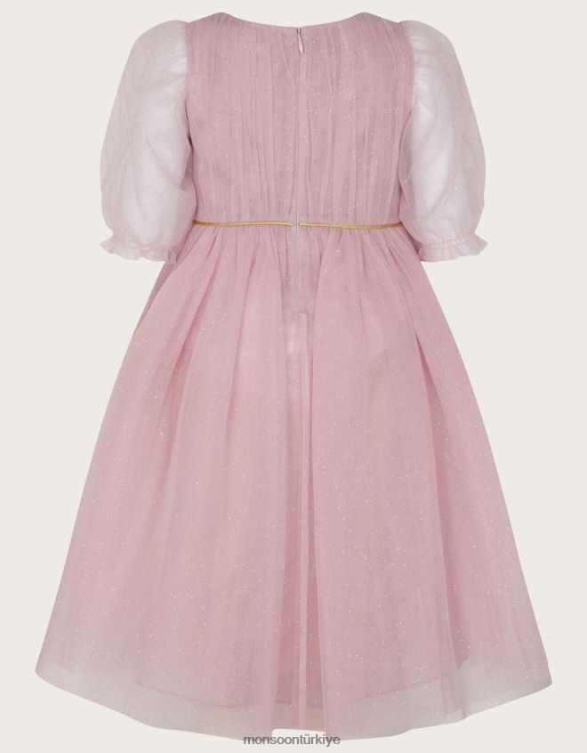 Monsoon kız harikalar diyarı selena ışıltılı yarım kollu tunik elbise JH86BT1592 Giyim pembe (koyu pembe)