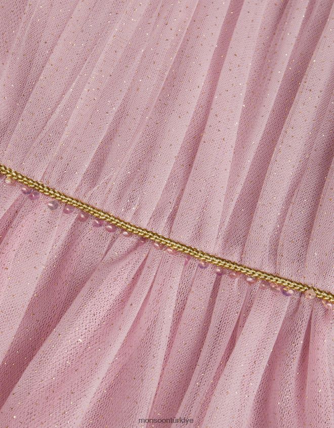Monsoon kız harikalar diyarı selena ışıltılı yarım kollu tunik elbise JH86BT1592 Giyim pembe (koyu pembe)