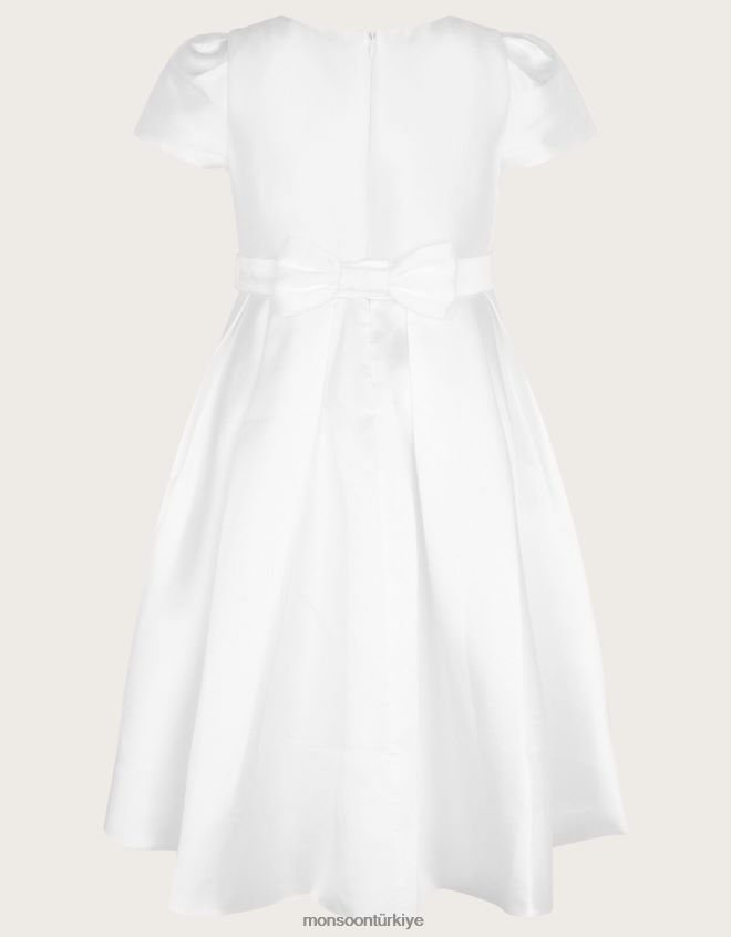 Monsoon kız henrietta inci süslemeli cemaat elbisesi JH86BT1965 Giyim beyaz