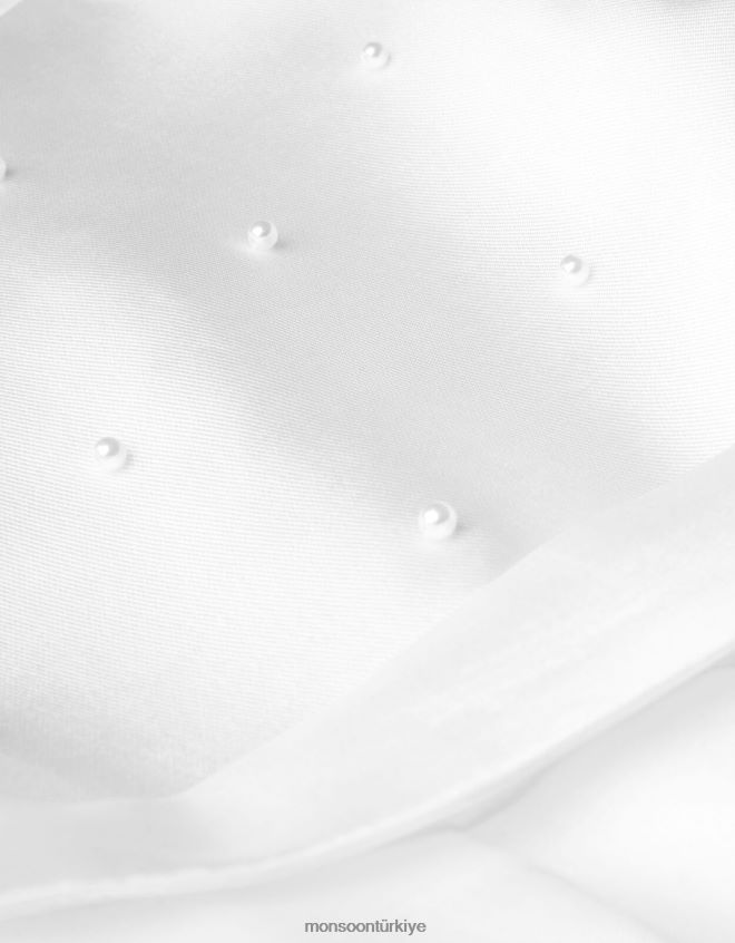 Monsoon kız henrietta inci süslemeli cemaat elbisesi JH86BT1965 Giyim beyaz