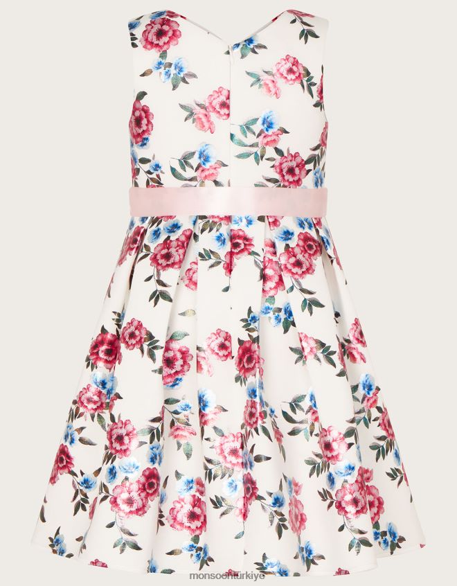 Monsoon kız hercai menekşe folyo baskılı tüplü elbise JH86BT1573 Giyim fildişi