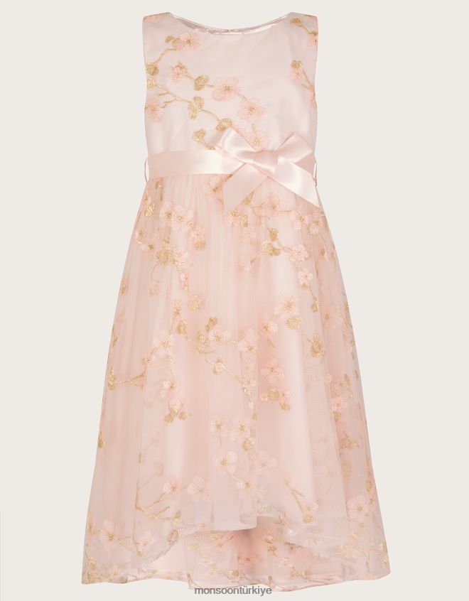 Monsoon kız çiçeği çiçek dantel elbise JH86BT1882 Giyim pembe