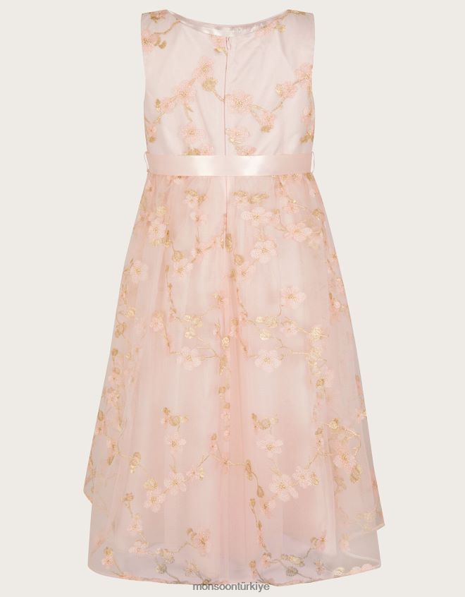 Monsoon kız çiçeği çiçek dantel elbise JH86BT1882 Giyim pembe