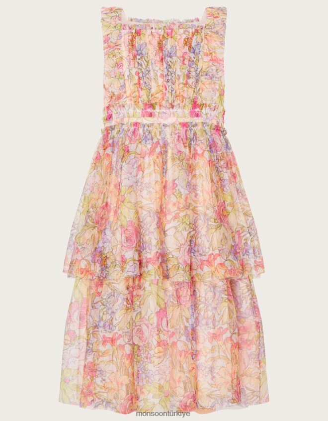 Monsoon kız çiçek desenli tül elbise JH86BT1828 Giyim çok
