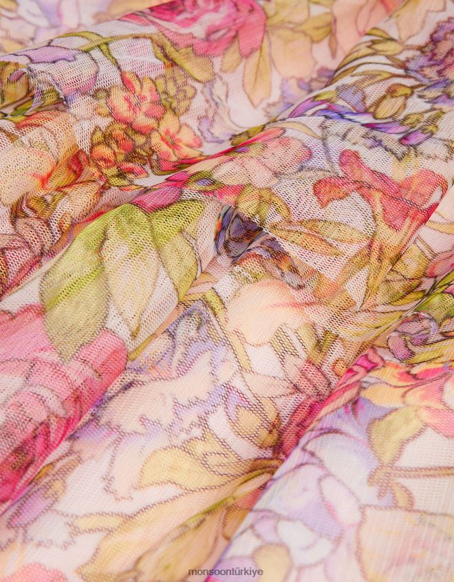 Monsoon kız çiçek desenli tül elbise JH86BT1828 Giyim çok