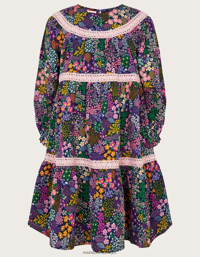 Monsoon kız çiçek detaylı elbise JH86BT1742 Giyim mavi