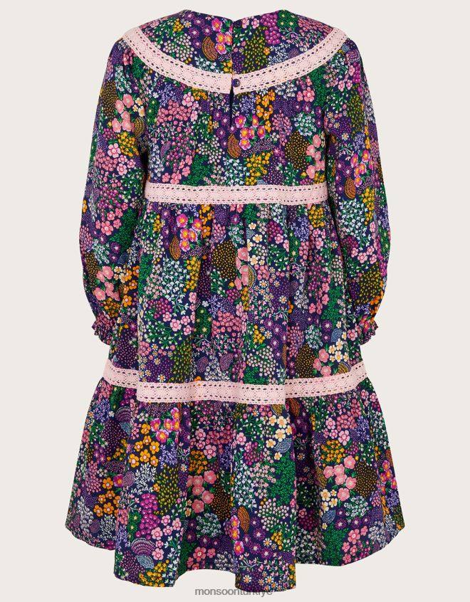 Monsoon kız çiçek detaylı elbise JH86BT1742 Giyim mavi